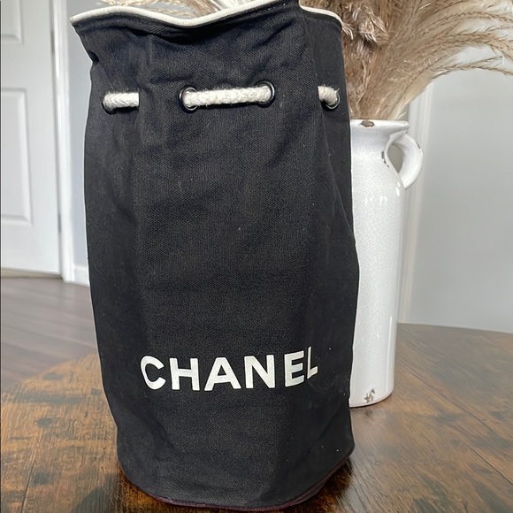 CHANEL | Bags | Chanel Black Canvas Drawstring Bag | Poshmark
